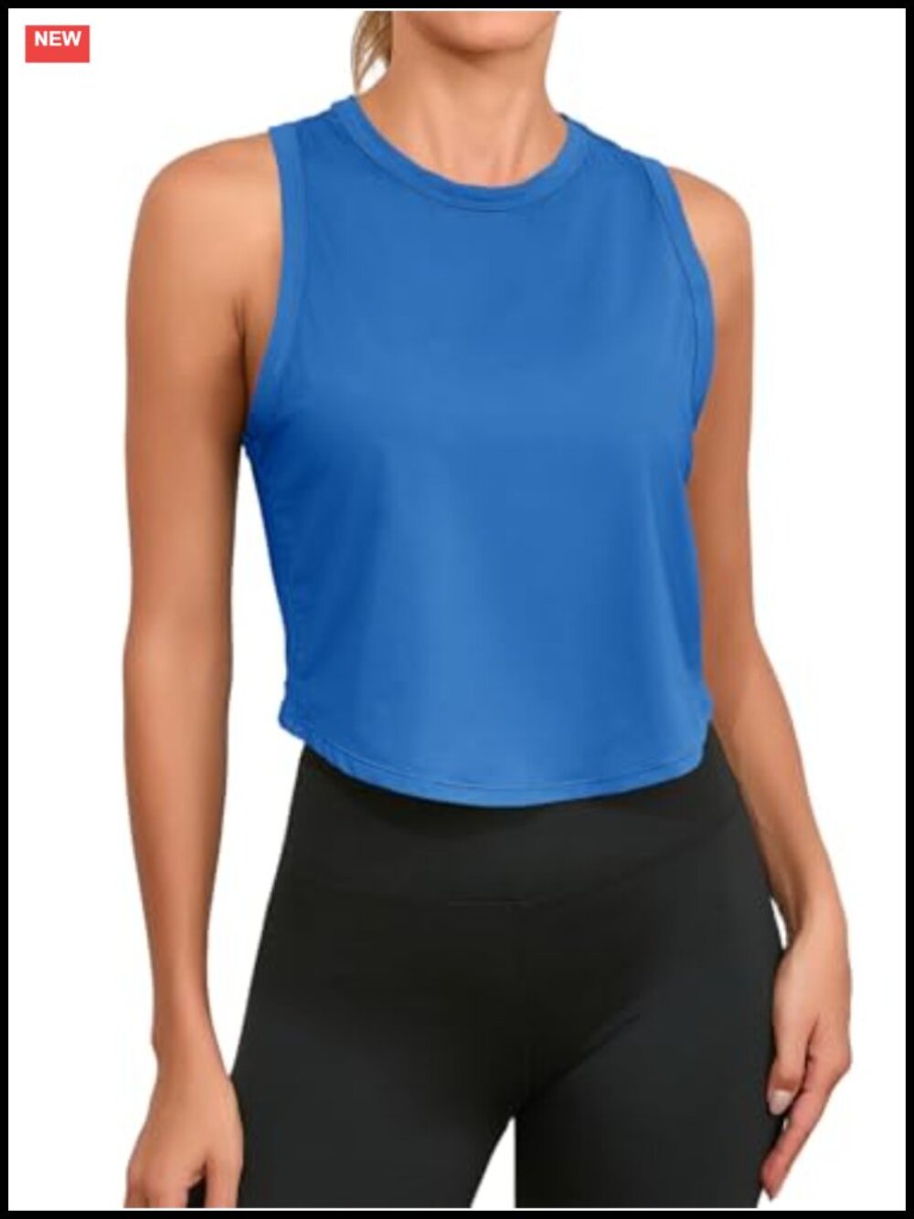 Womens Cropped Tank Top Racerback Sleeveless Crewneck Active Yoga Running Shirt